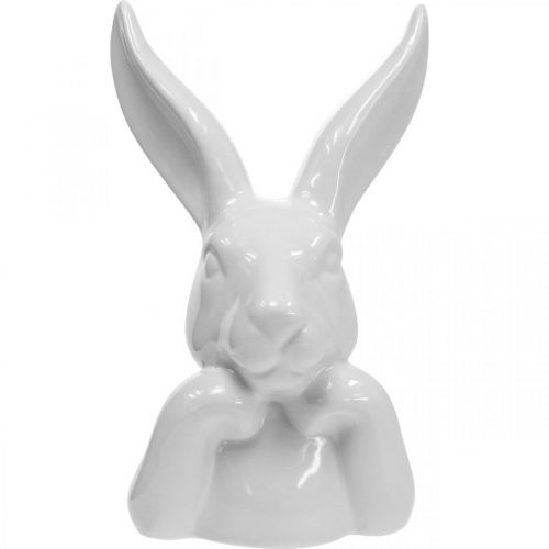 Floristik24 Deco coniglio in ceramica bianca, busto di coniglio Decorazione pasquale H17cm 3pz