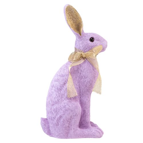 Floristik24 Figura di coniglio coniglietto pasquale coniglio decorativo seduto viola oro H35cm
