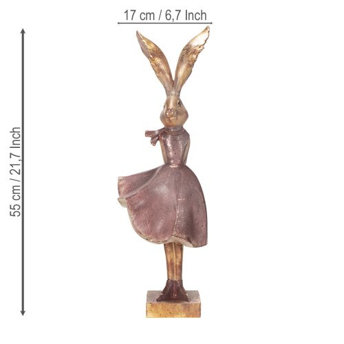 Prodotto Statuina decorativa di coniglio in abito per una decorazione primaverile e pasquale alla moda, 55 cm