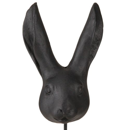 Floristik24 Decorazione testa di coniglio su bastoncino coniglio nero opaco 10cm 2pz