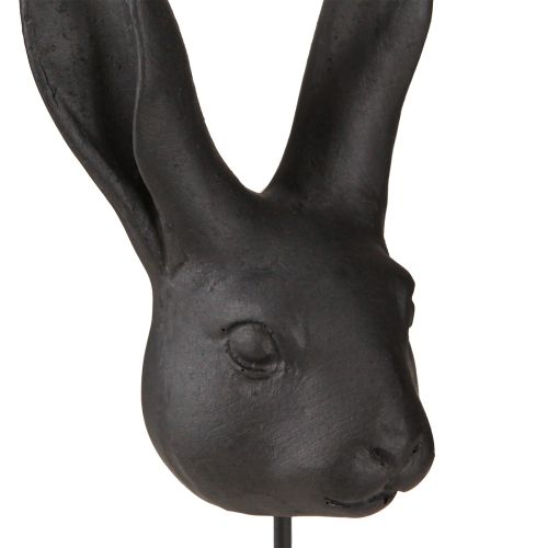 Floristik24 Decorazione testa di coniglio su bastoncino coniglio nero opaco 10cm 2pz