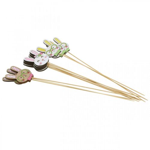 Floristik24 Divertente decorazione coniglietto pasquale testa di coniglio su bastone decorazione floreale 7 cm 12 pz