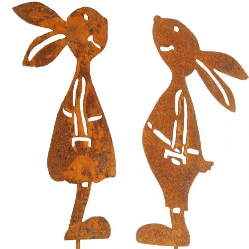 Prodotto Decorazione da giardino spina decorativa coniglio ruggine Pasqua 8×16 cm 2 pezzi (1 paio)