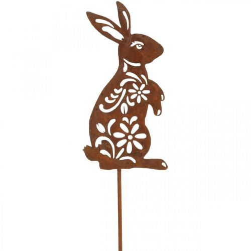 Prodotto Paletto da giardino Rust Bunny motivo floreale Decorazione da giardino Pasqua 9×15 cm
