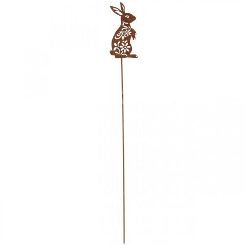 Prodotto Paletto da giardino Rust Bunny motivo floreale Decorazione da giardino Pasqua 9×15 cm