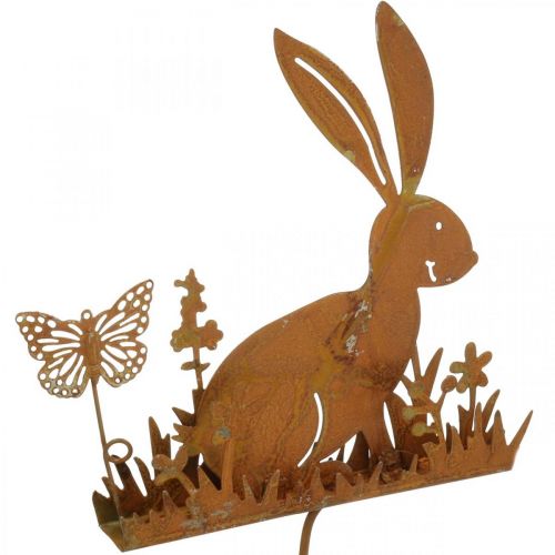 Floristik24 Tappo fiore coniglietto ruggine tappo decorativo metallo Pasqua 11cm 4pz