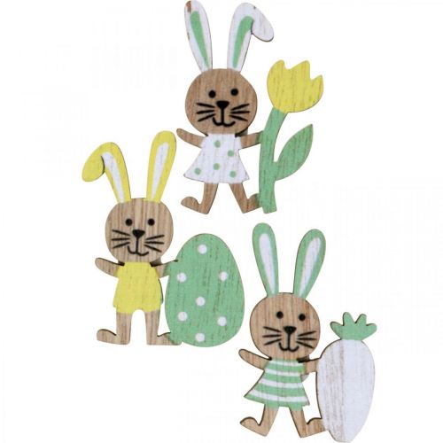 Floristik24 Decorazione pasquale, coniglietti con uovo, fiore e carota, coniglietto pasquale, pezzi sparsi con punto colla H5cm 48 pezzi