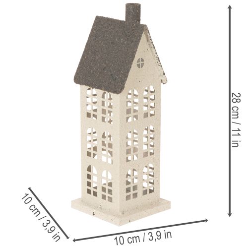 Casetta decorativa in metallo con finestre e camino, 28 cm | Floristik24.it