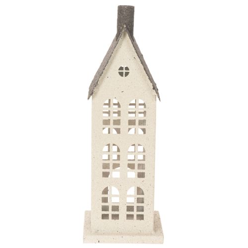Casetta decorativa in metallo con finestre e camino, 28 cm | Floristik24.it