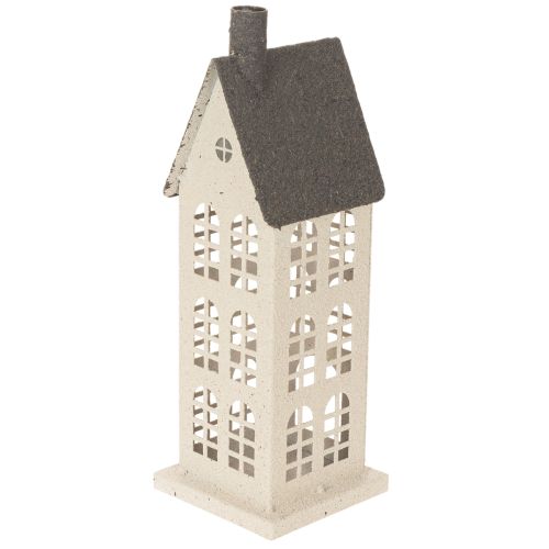 Casetta decorativa in metallo con finestre e camino, 28 cm | Floristik24.it