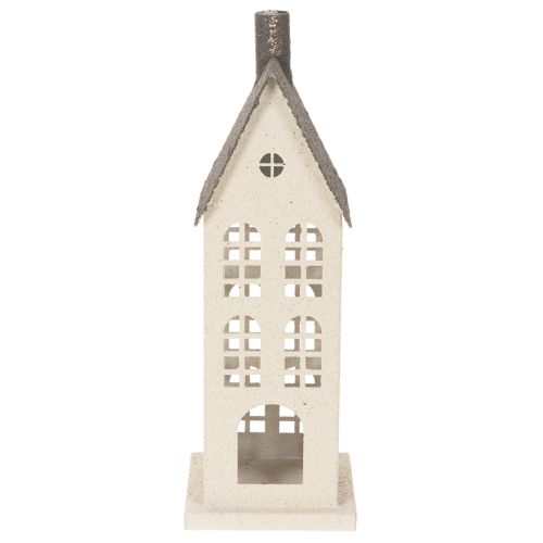 Casetta decorativa in metallo con finestre e camino, 28 cm | Floristik24.it