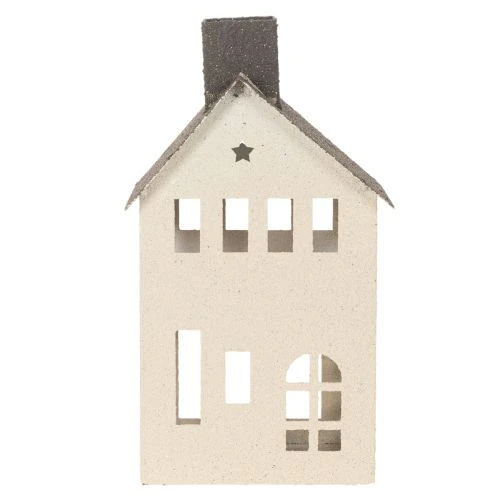 Casetta decorativa in metallo con camino e finestra, 24 cm | Floristik24.it