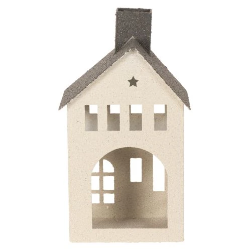 Casetta decorativa in metallo con camino e finestra, 24 cm | Floristik24.it