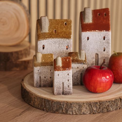 Prodotto Set di casette decorative in ceramica, casette in miniatura da posizionare in piedi, 7 cm, 3 pezzi