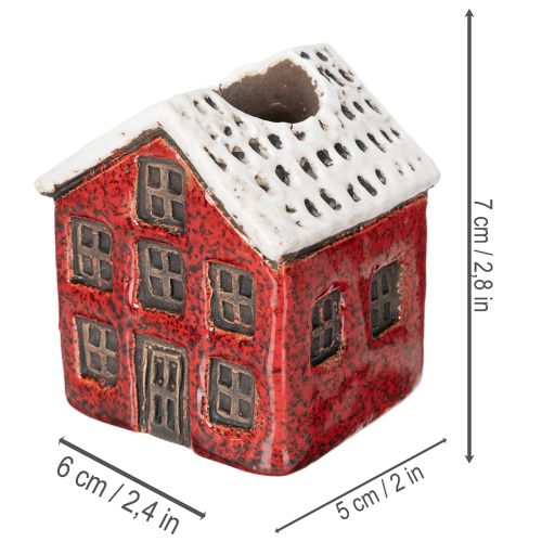 Portacandele in ceramica, casetta decorativa con neve per decorazione da tavola, 7 cm, 2 pezzi | Floristik24.it