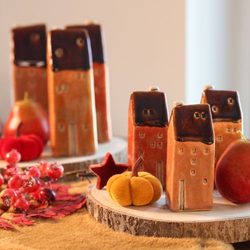 Casetta decorativa in ceramica in miniatura per davanzale, 10 cm, 3 pezzi | Floristik24.it