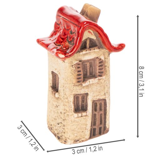 Set di decorazioni in ceramica a forma di casetta con tetto rosso, 8 cm, 2 pezzi | Floristik24.it