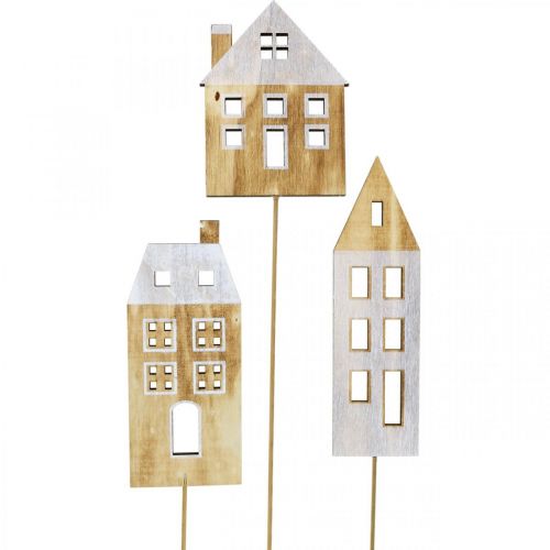 Floristik24 Spina per la decorazione della casa natura in legno, decorazione in legno bianco H12.5 / 17.5 / 20cm 6 pezzi