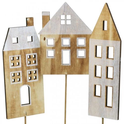 Floristik24 Spina per la decorazione della casa natura in legno, decorazione in legno bianco H12.5 / 17.5 / 20cm 6 pezzi