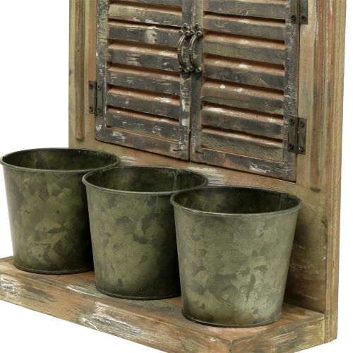 Floristik24 Legno decorativo per finestre con 3 vasi da fiori H49cm