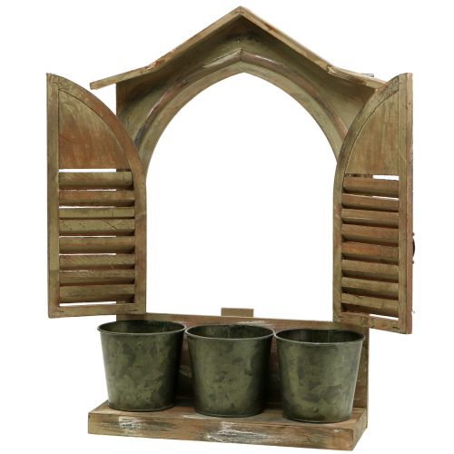Floristik24 Legno decorativo per finestre con 3 vasi da fiori H49cm