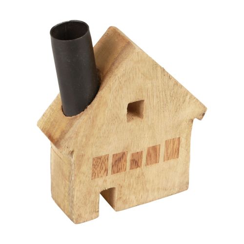 Portacandele decorativo in legno per casa decorativa nero 10,5×3,5×13 cm