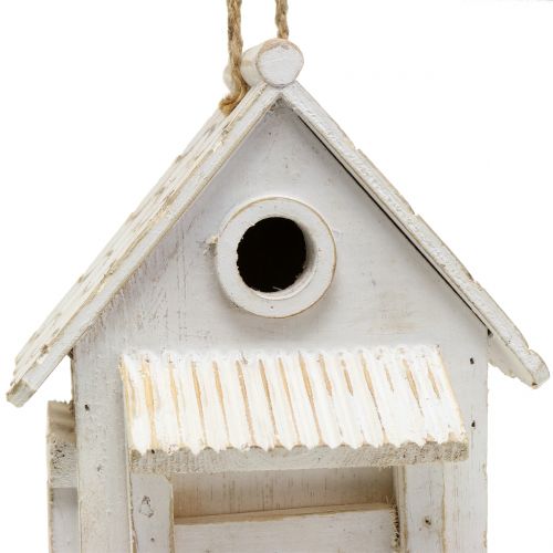 Floristik24 Casetta per uccelli sospesa bianca H25,5 cm