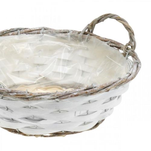 Prodotto Cesto per piantare, cestino decorativo con manici rotondo bianco H8.5cm Ø25cm