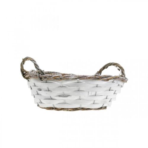 Prodotto Cesto per piantare, cestino decorativo con manici rotondo bianco H8.5cm Ø25cm