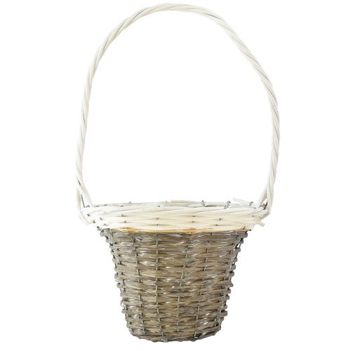 Prodotto Maniglia cestino cestino in salice grigio bianco Ø25 H45cm