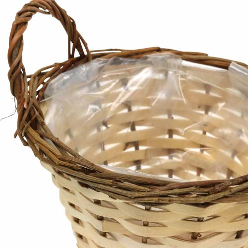 Floristik24 Cesto pasquale per fioriera con manici rotondi crema, marrone Ø15 / 18cm, set di 2