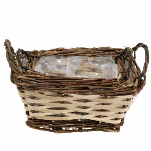 Prodotto Fioriera, cestino decorativo, quadrato, colori naturali 21 × 16/16 × 13 cm, set di 2
