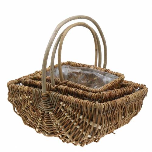 Prodotto Manico cestino rettangolare natura 34×26/29×20/24×15 cm set di 3