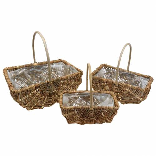 Prodotto Manico cestino rettangolare natura 34×26/29×20/24×15 cm set di 3