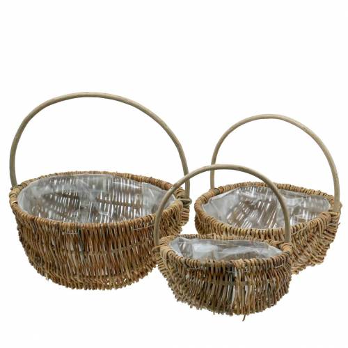 Floristik24 Manico cestino rotondo naturale Ø32/28/22cm set di 3