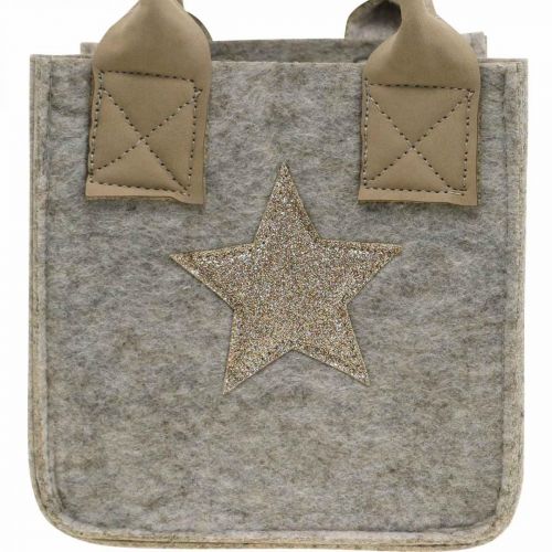 Floristik24 Sacchetto decorativo in feltro per fioriera Decorazione natalizia beige 20/16 cm set di 2