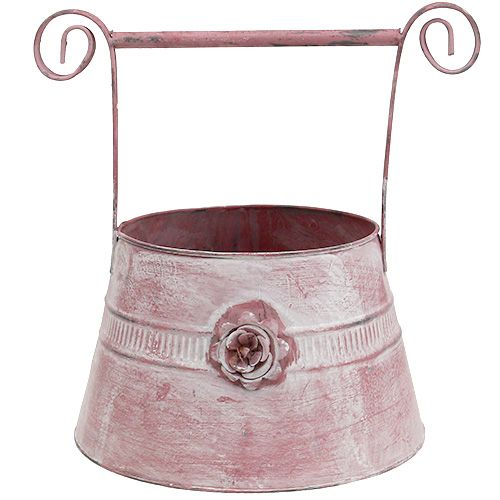 Floristik24 Manico vaso rosa lavato con rosa Ø22cm H13,5cm