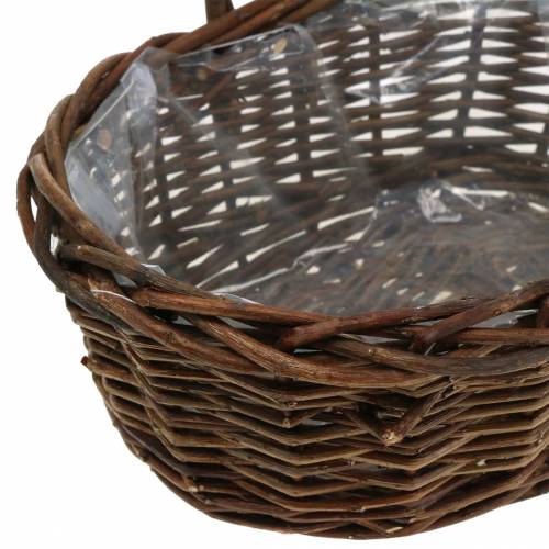 Floristik24 Manico cestino ovale in legno naturale 27 × 20 cm H27cm