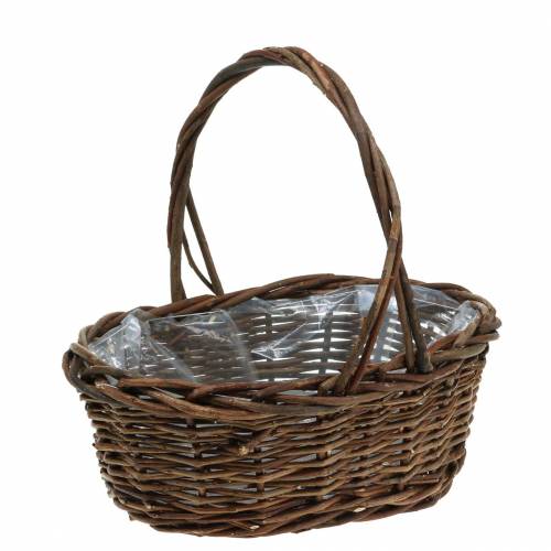 Floristik24 Manico cestino ovale in legno naturale 27 × 20 cm H27cm