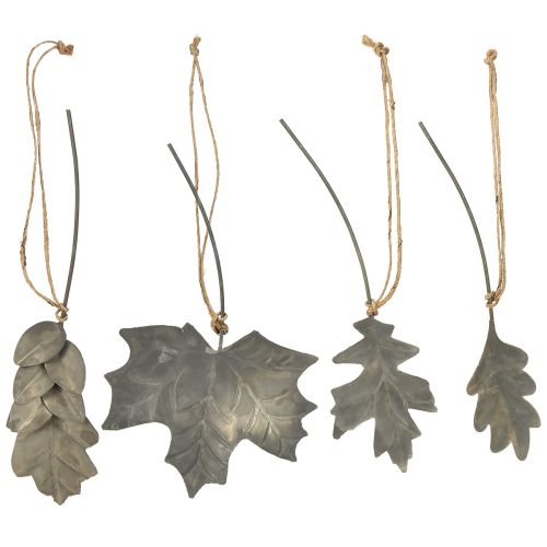 Prodotto Foglie decorative autunnali in metallo grigio argento L20cm 4 pezzi