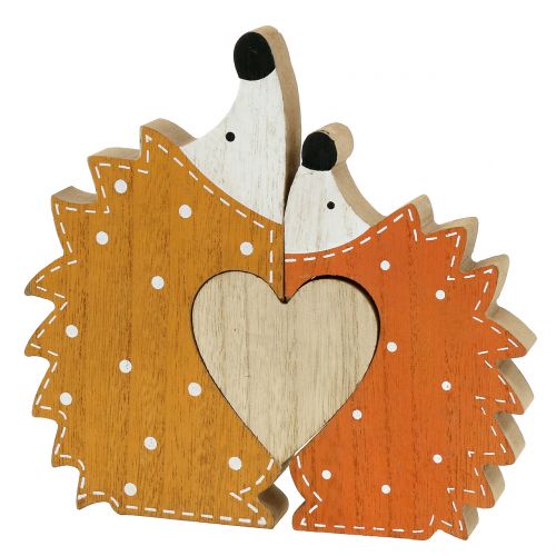 Floristik24 Decorazione autunnale coppia di ricci con cuore 15cm - 18cm