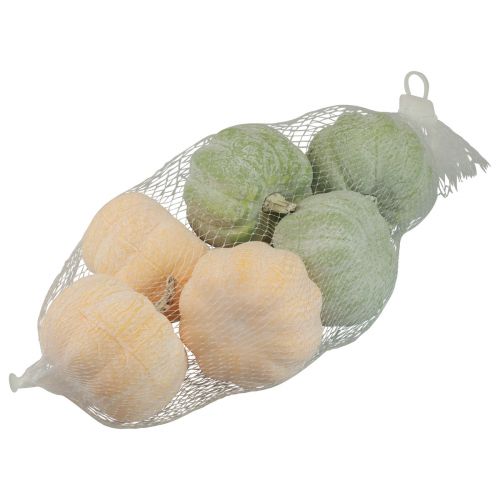 Floristik24 Decorazione autunnale decorazione zucche sbiancate arancione, verde 7,5 cm 6 pz