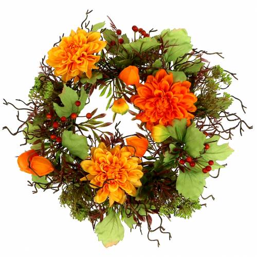 Ghirlanda autunnale Ø30cm con temi in crisamo arancione