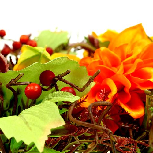 Floristik24 Ghirlanda autunnale Ø30cm con temi in crisamo arancione