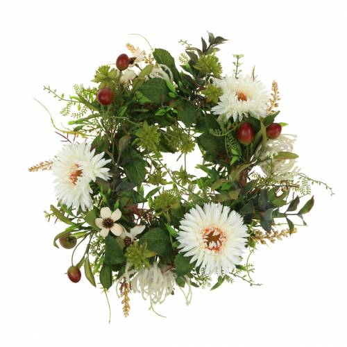 Ghirlanda autunnale crisantemo bianco Ø30cm Ghirlanda autunnale crisantemo bianco Ø30cm