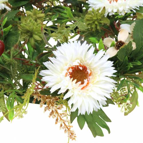 Ghirlanda autunnale crisantemo bianco Ø30cm