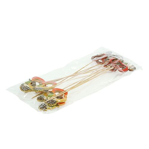Floristik24 Bastoncini autunnali riccio con mela 7 cm 12 pezzi