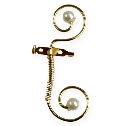 Floristik24 Spilla nuziale con perle, oro 8 cm 24 pz
