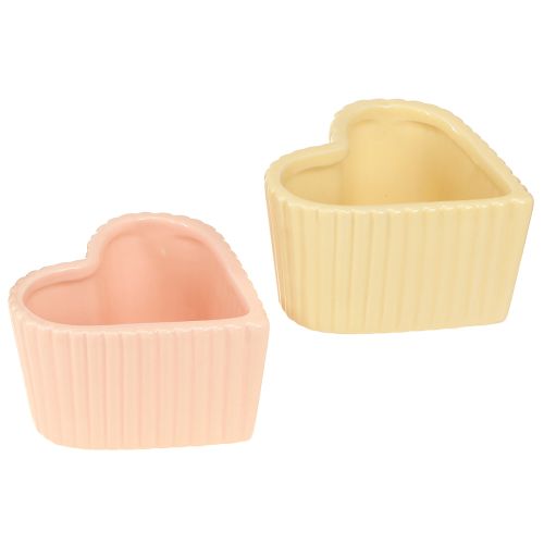 Floristik24 Decorazione Cuore Ceramica Arancio Giallo Lucido 11×10×6 cm 6 pz