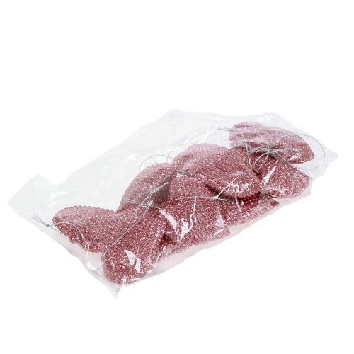 Floristik24 Cuore rosa da appendere con mica 6,5 cm x 6,5 cm 12 pezzi